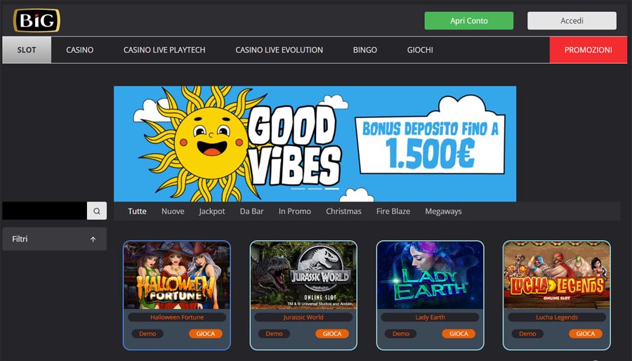 screenshot homepage big casino