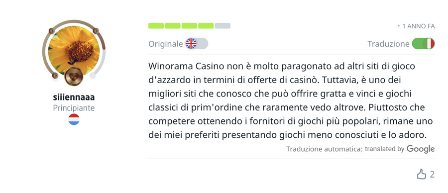 screenshot recensione winorama