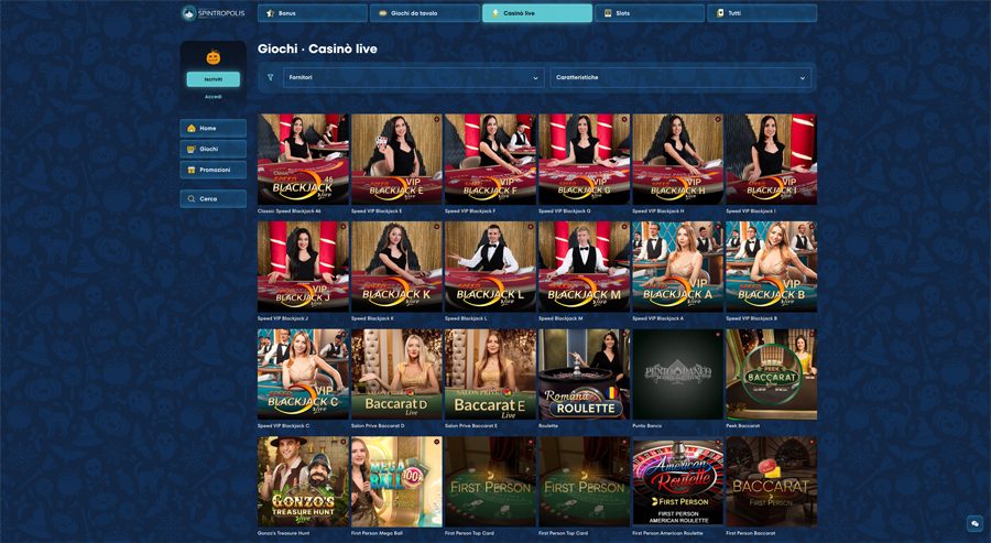 screenshot spintropolis casino live