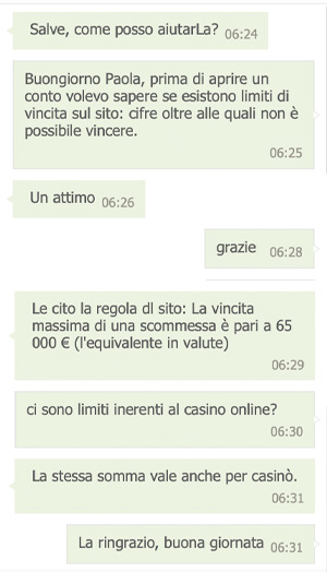 screenshot limite vincita betwinner