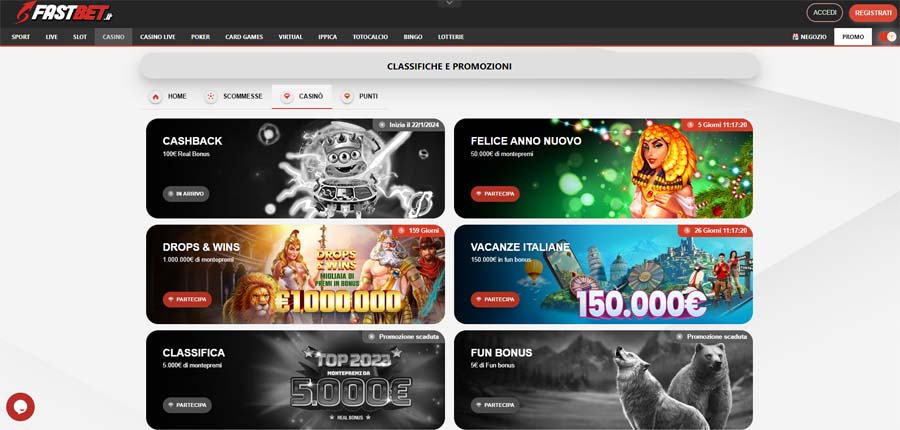 screenshot casino promozioni fastbet