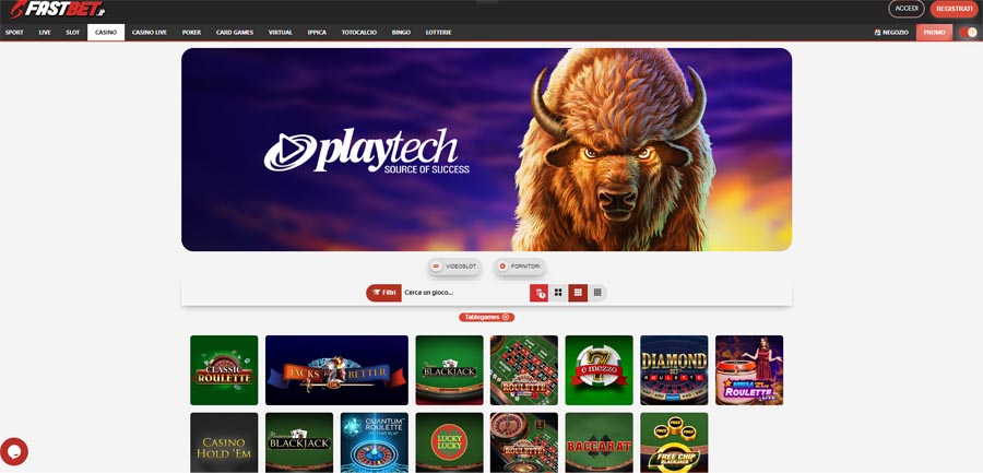 screenshot giochi tavolo fastbet