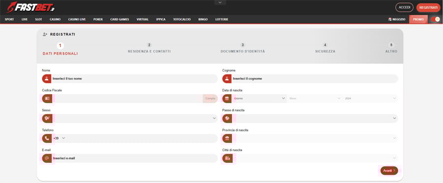 screenshot registrati fastbet screenshot registrati fastbet