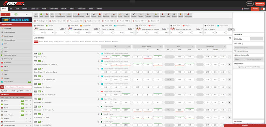 screenshot scommesse sportive fastbet