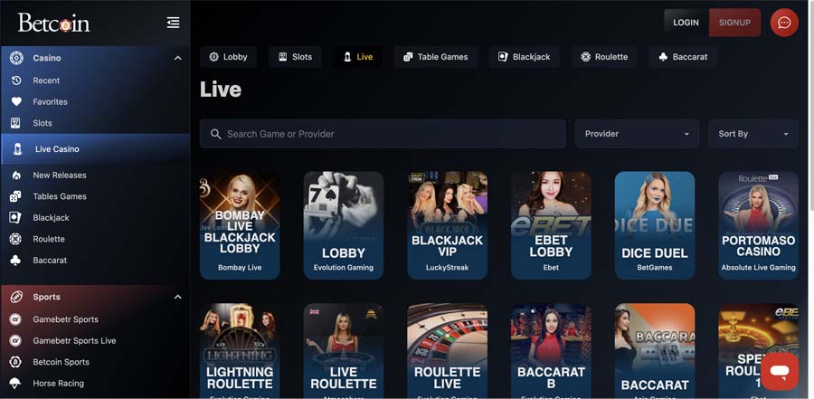 screenshot casino live betcoin casino