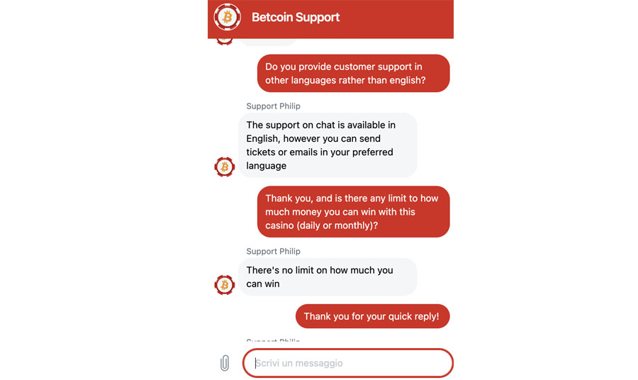 screenshot support betcoin casino