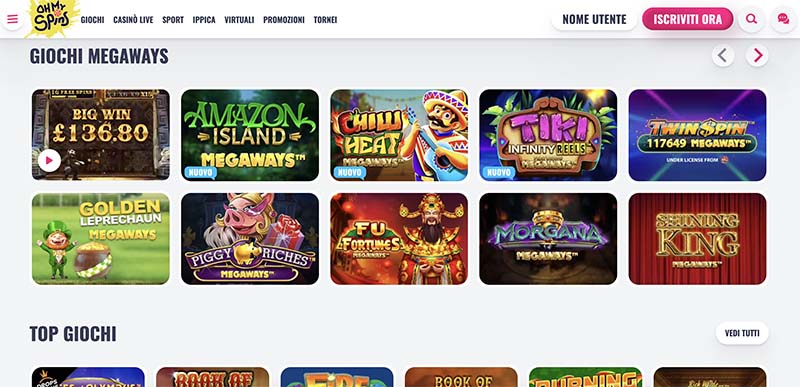screenshot del gioco casino oh my spins