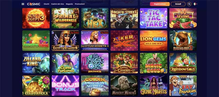screenshot del gioco cosmic slot casino