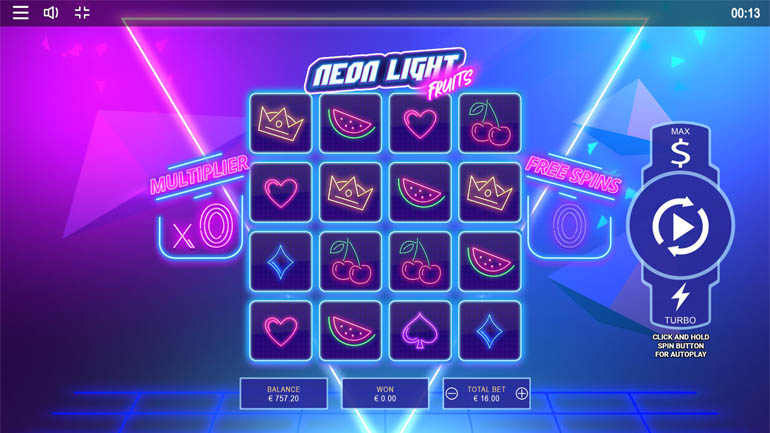 screenshot del slot gioco neon light fruits