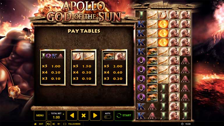 screenshot del slot gioco apollo god of the sun