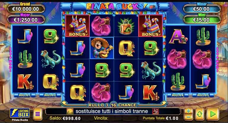 screenshot del slot gioco pinata bucks