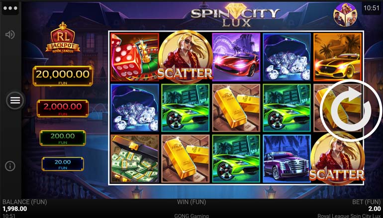 screenshot del slot gioco royal league spin city lux