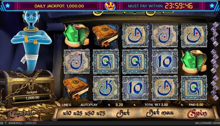 screenshot del slot gioco millionaire genie