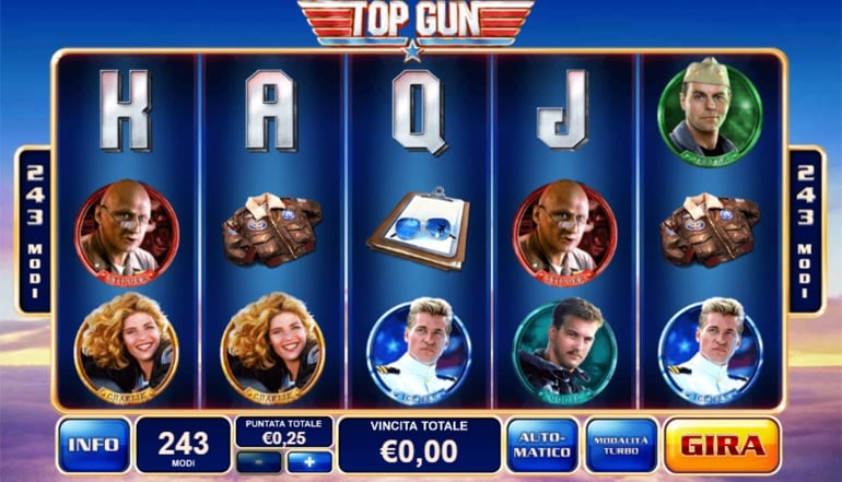 screenshot del slot gioco top gun