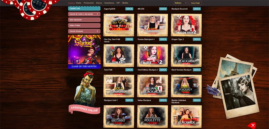 screenshot live casino madame chance