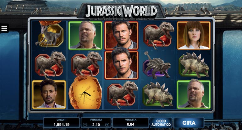 screenshot del slot gioco jurassic world