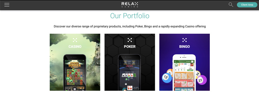 screenshot homepage relax gaming