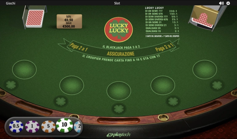 lucky blackjack screen