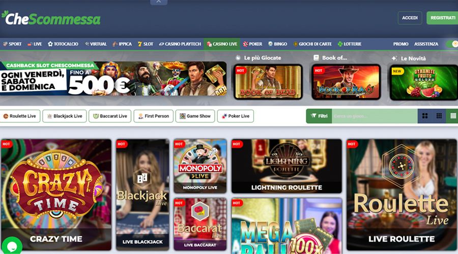 screenshot chescommessa casino live