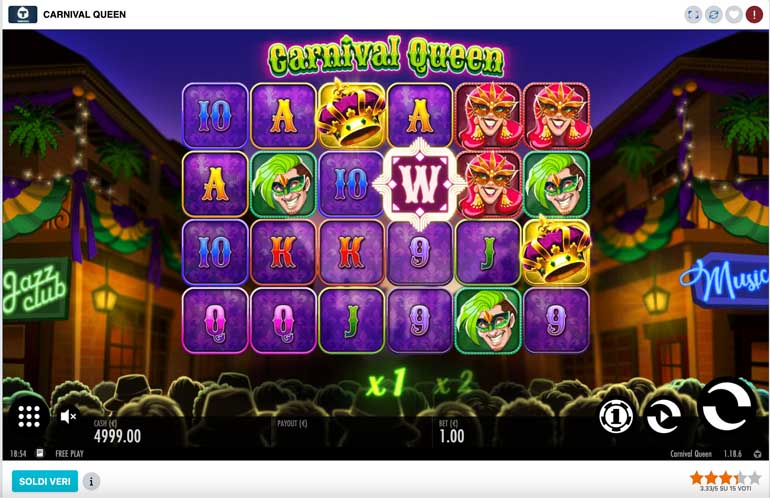 screenshot del slot gioco carnival queen