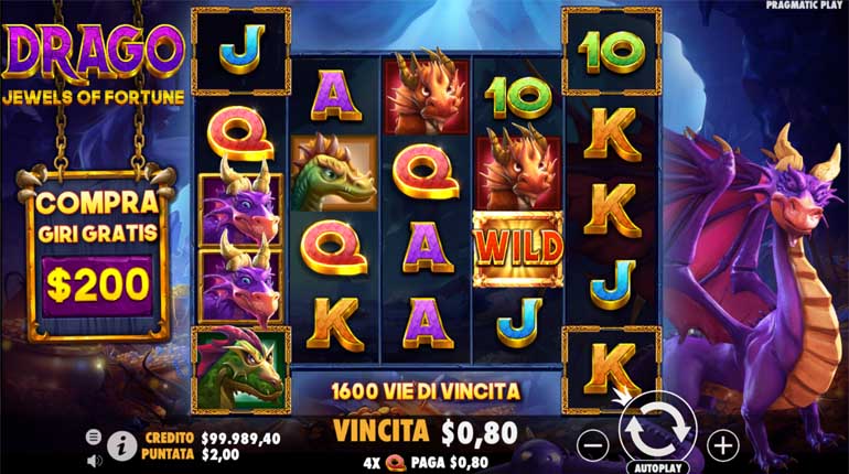 screenshot del slot gioco drago jewels of fortune