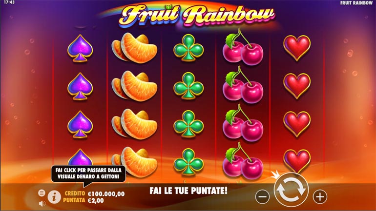 screenshot del slot gioco fruit rainbow