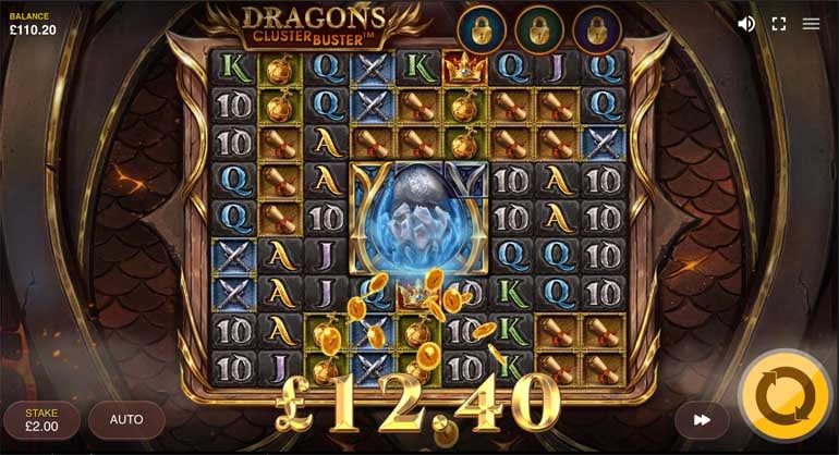 screenshot del slot gioco dragons clusterbuster