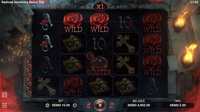 screenshot del slot gioco redrose sanctuary