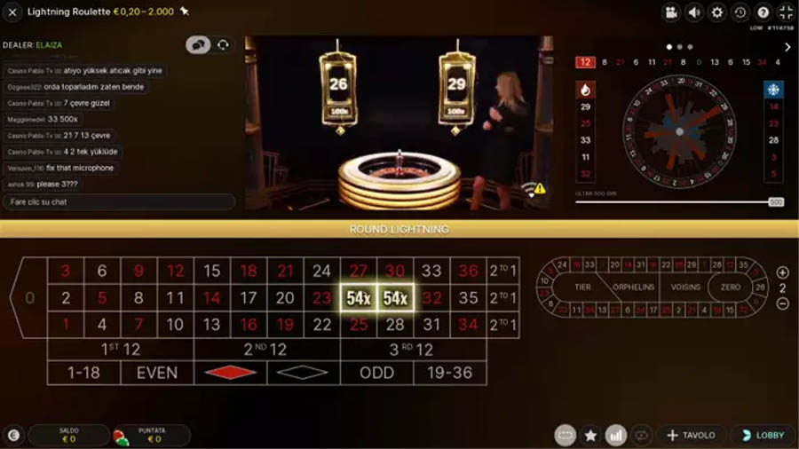 lightning roulette italiana multiplier