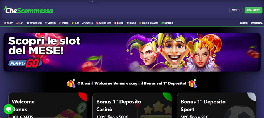 screenshot chescommessa casino senza registrazione