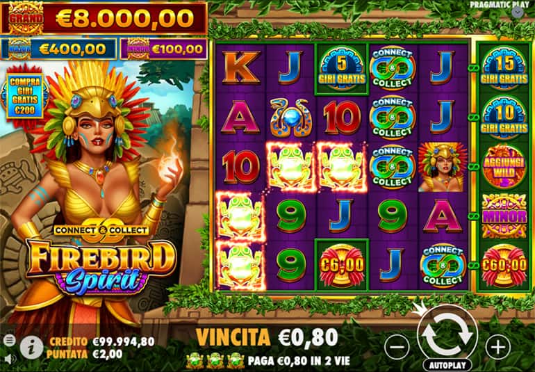 screenshot del slot gioco firebird spirit