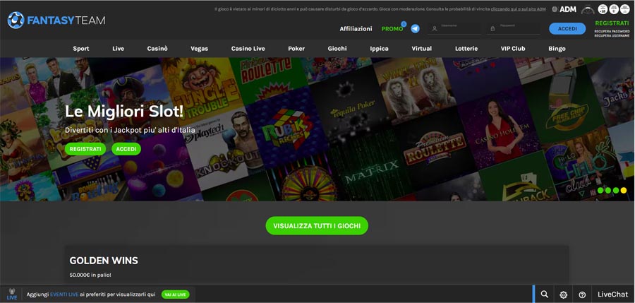 screenshot fantasy team casino senza registrazione