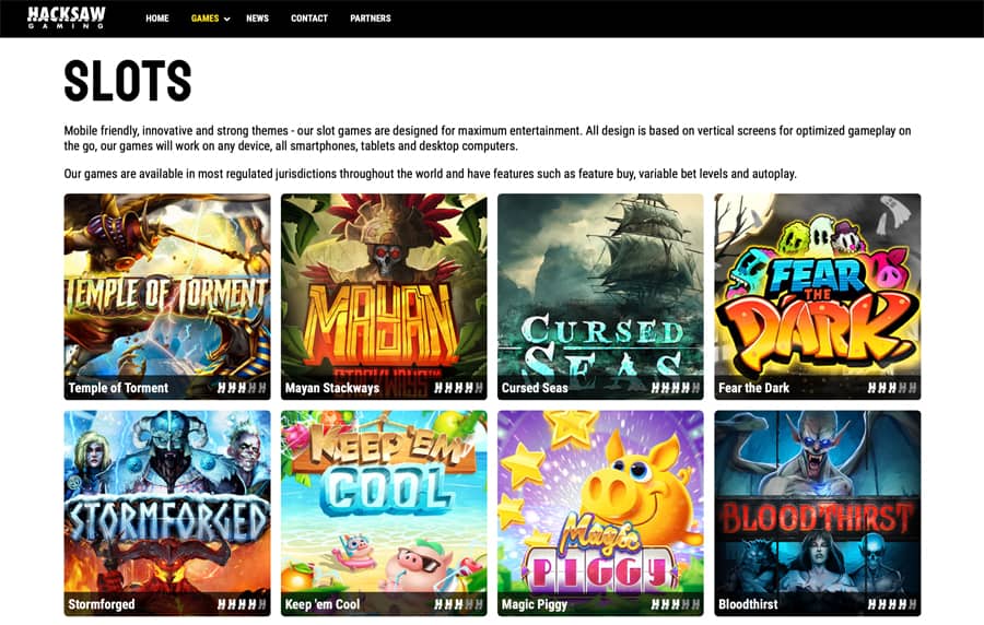 screenshot hacksaw gaming homepage