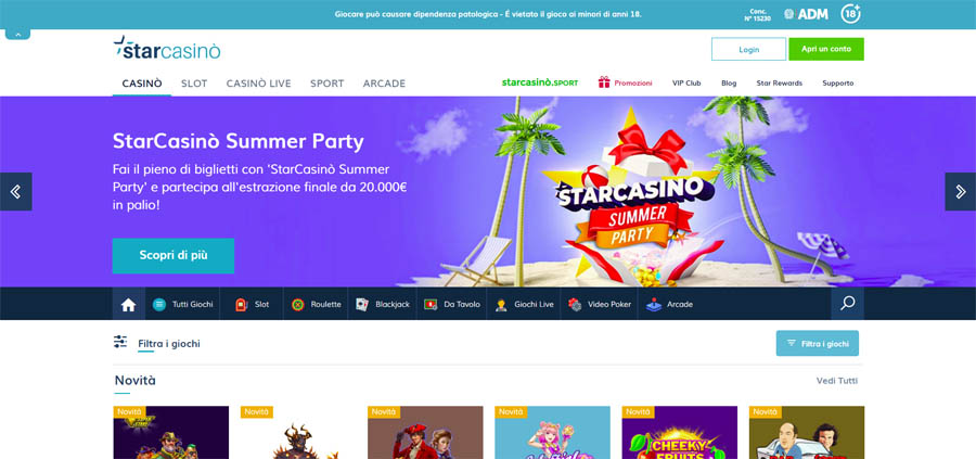 screenshot star casino senza registrazione