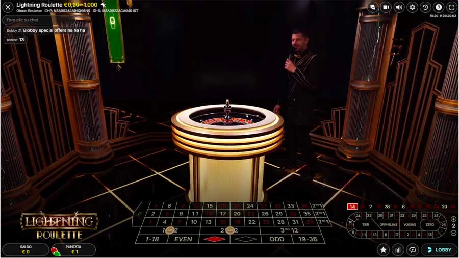 screenshot lightning roulette giocare