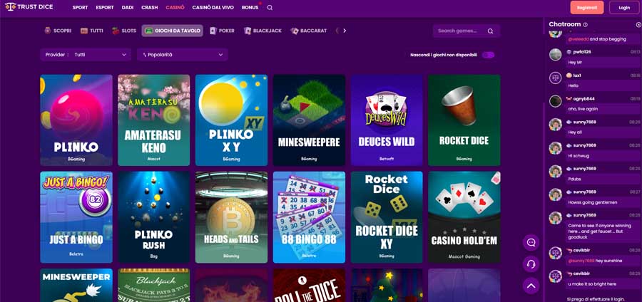 screenshot giochi tavolo trustdice giochi tavolo trustdice