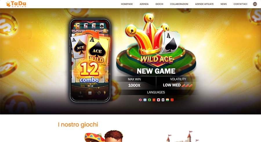 screenshot tada gaming homepage