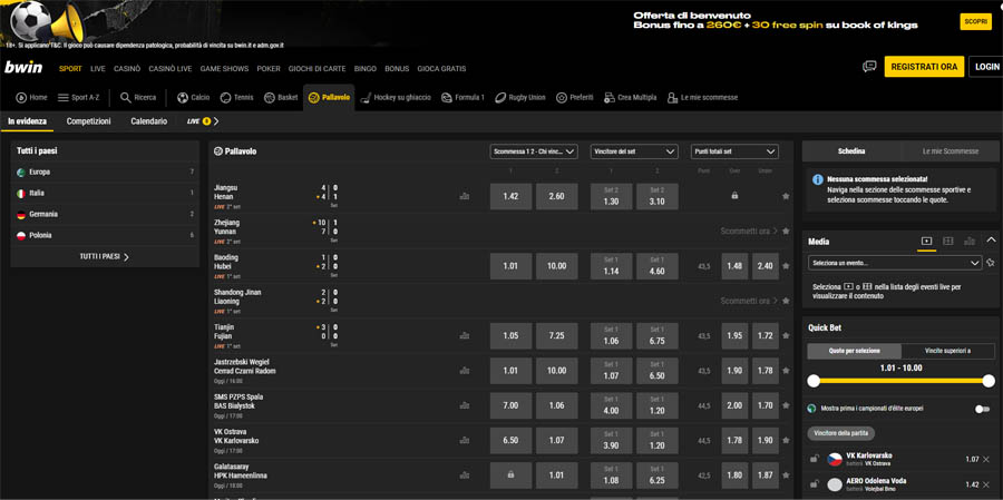 screenshot pallavolo bwin