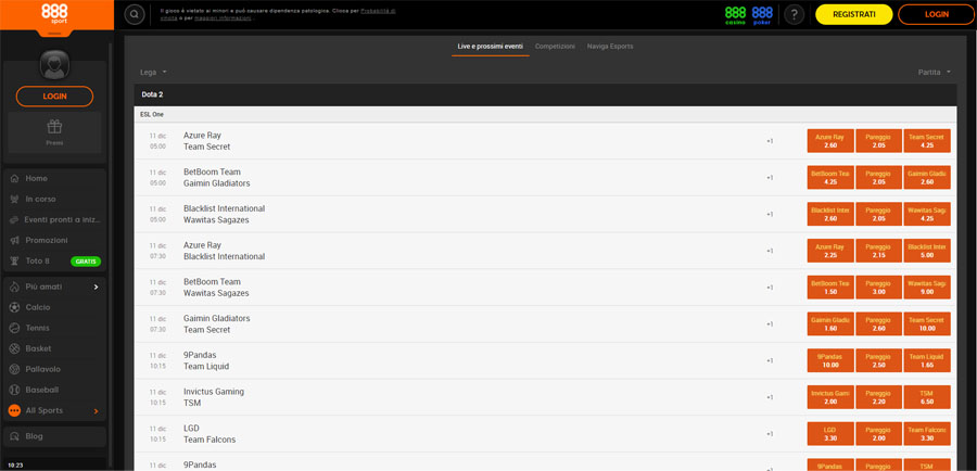 screenshot 888sport scommesse esports screenshot 888sport scommesse esports