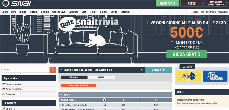 screenshot snai scommesse esports screenshot snai scommesse esports