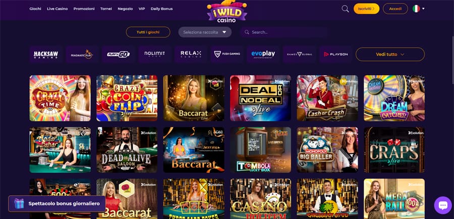 giochi live iwild casino