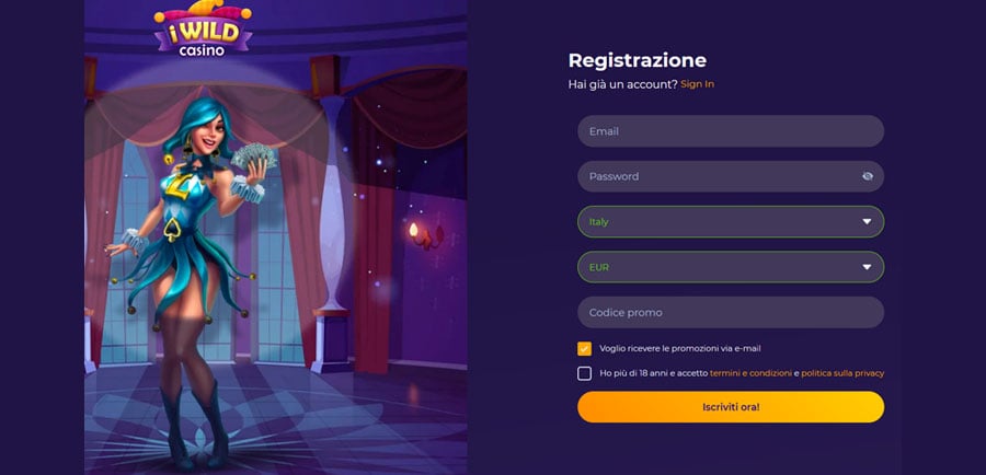 registrazione iwild casino