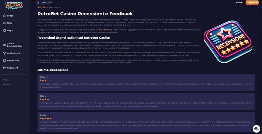 feedback retrobet