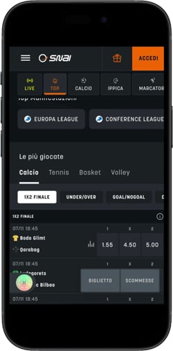 bookmaker snai scommesse live