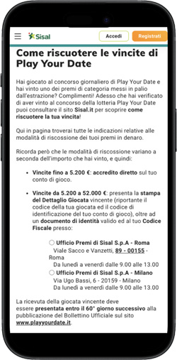 riscuotere vincita play your date riscuotere vincita play your date